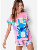 Pijama manga curta viscolycra feminino stitch
