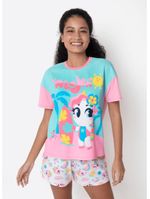 Pijama manga curta viscolycra feminino unicórnio aloha