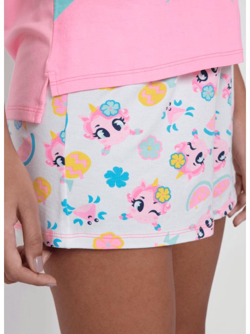 Pijama manga curta viscolycra feminino unicórnio aloha
