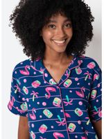 Pijama manga curta viscose feminino panda miami