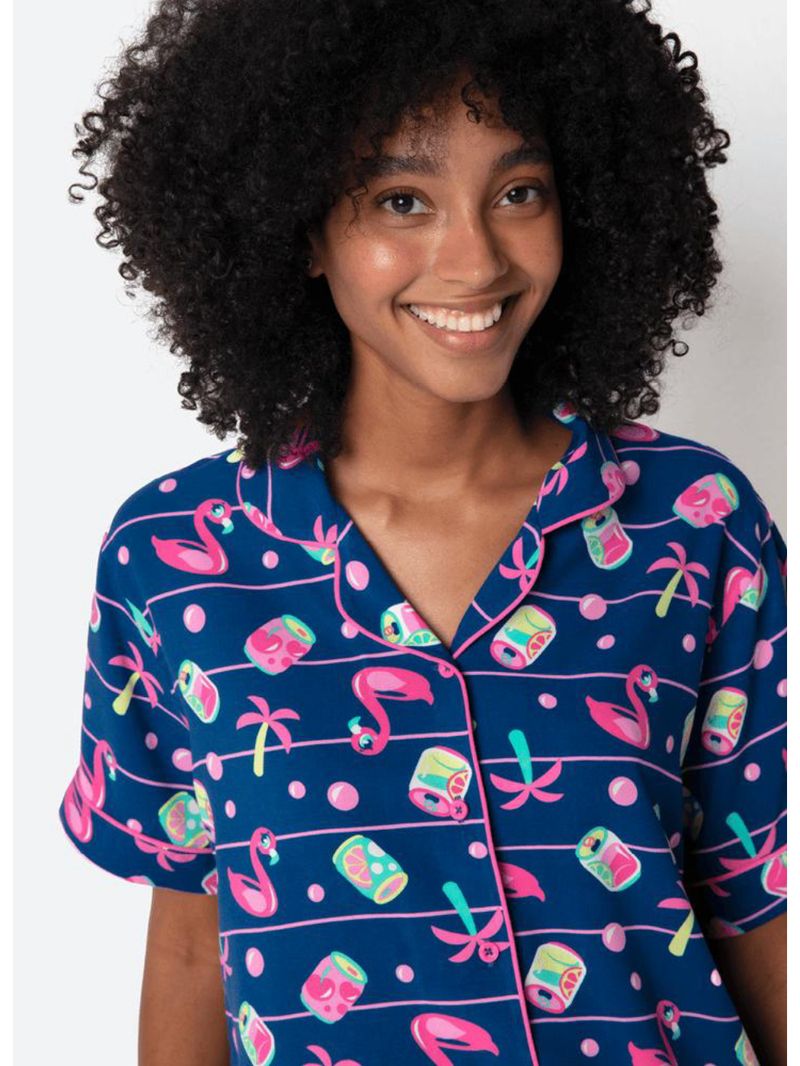 Pijama manga curta viscose feminino panda miami
