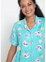 Pijama manga curta viscolycra feminino unicórnio aloha