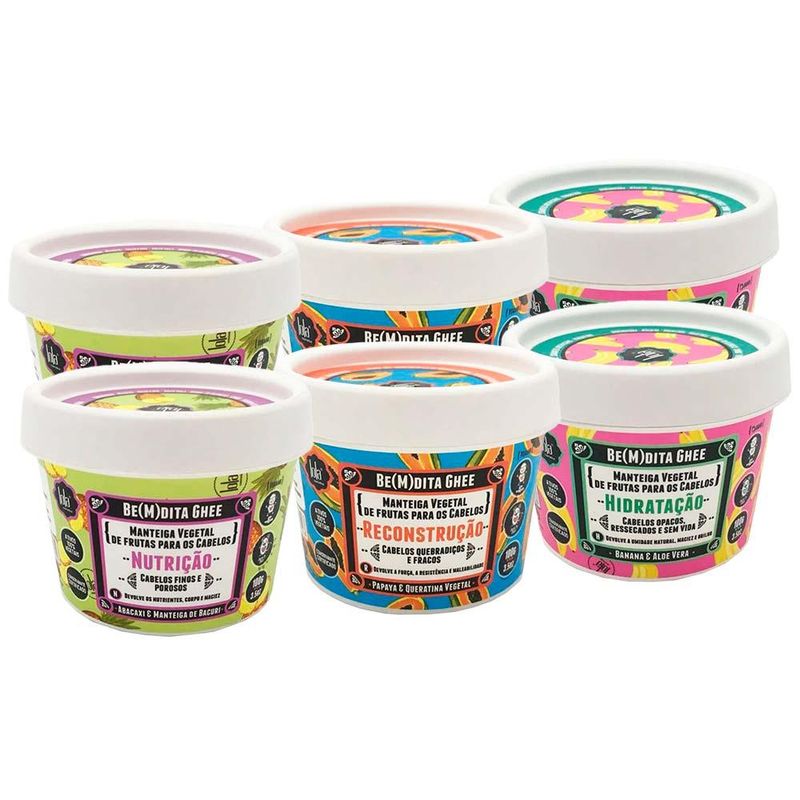 Lola cosmetics be(m)dita ghee kit – 2 máscaras de reconstrução + 2 máscaras de hidratação+ 2 máscaras de nutrição