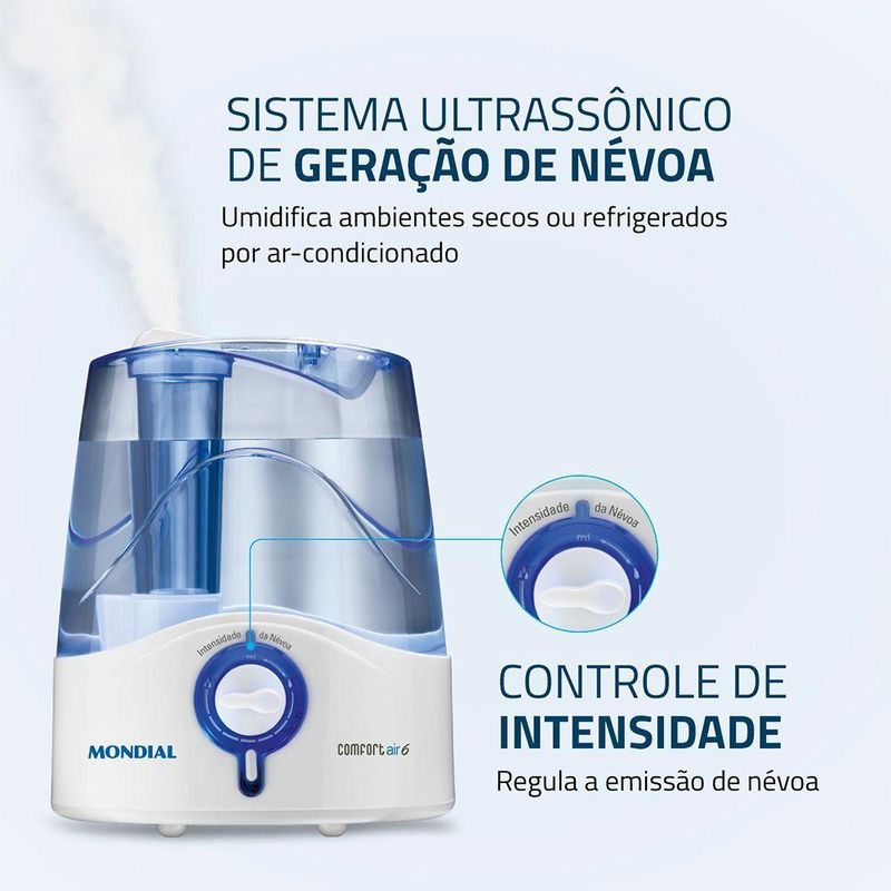 Umidificador de Ar Mondial Comfort Air 6 UA-07 35W Branco/Azul Bivolt