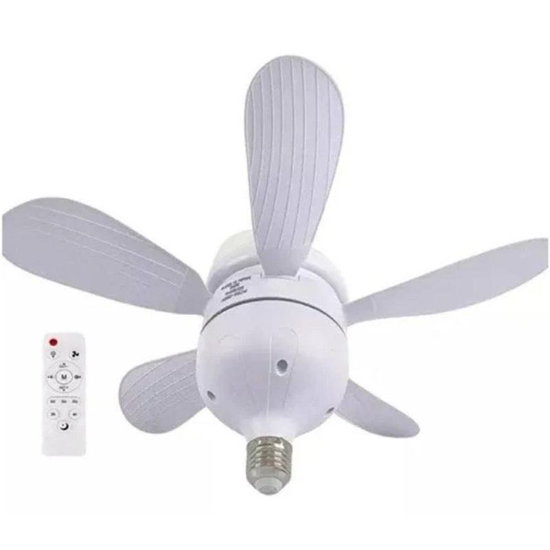 Mini Ventilador de Teto Super Silencioso 40W 3 Velocidades com Lâmpada LED Controle Remoto 52cm 110V