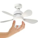 Mini Ventilador de Teto Super Silencioso 40W 3 Velocidades com Lâmpada LED Controle Remoto 52cm 110V