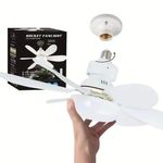 Mini Ventilador de Teto Super Silencioso 40W 3 Velocidades com Lâmpada LED Controle Remoto 52cm 110V