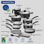 Jogo De Panelas 11 Peças Turim Preta Antiaderente Tramontina