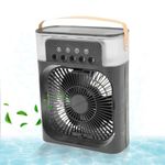 Mini Ventilador Climatizador 3 Em 1c/Umidificador E Luz Led Usb, Portátil, Silencioso De Mesa Preto