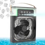 Mini Ventilador Climatizador 3 Em 1c/Umidificador E Luz Led Usb, Portátil, Silencioso De Mesa Preto
