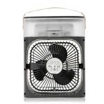 Mini Ventilador Climatizador 3 Em 1c/Umidificador E Luz Led Usb, Portátil, Silencioso De Mesa Preto