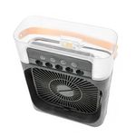 Mini Ventilador Climatizador 3 Em 1c/Umidificador E Luz Led Usb, Portátil, Silencioso De Mesa Preto