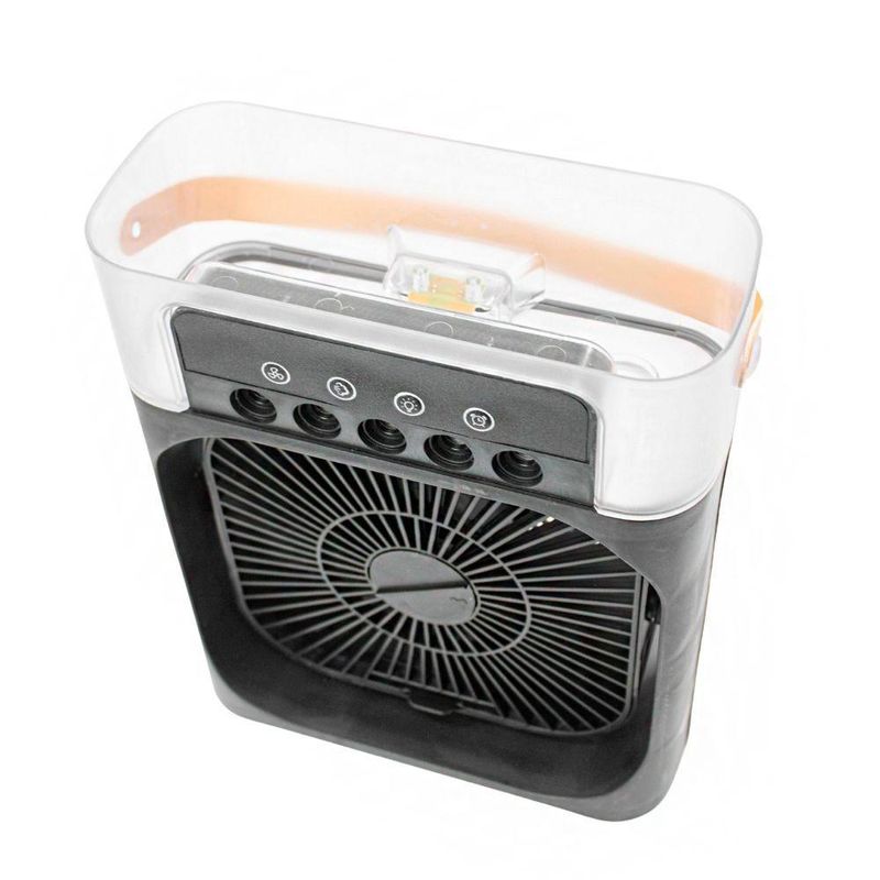 Mini Ventilador Climatizador 3 Em 1c/Umidificador E Luz Led Usb, Portátil, Silencioso De Mesa Preto