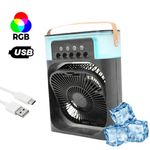 Mini Ventilador Climatizador 3 Em 1c/Umidificador E Luz Led Usb, Portátil, Silencioso De Mesa Preto