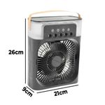 Mini Ventilador Climatizador 3 Em 1c/Umidificador E Luz Led Usb, Portátil, Silencioso De Mesa Preto