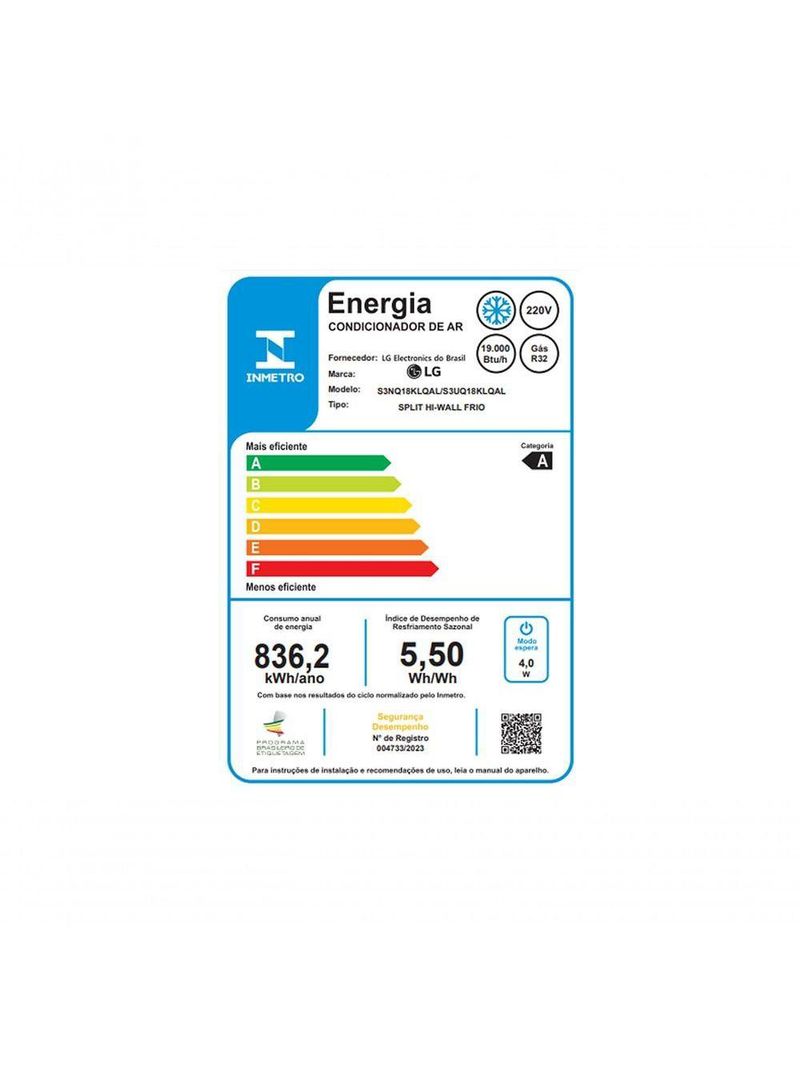 Ar Condicionado LG Dual Inverter Compact +AI 18000 BTUs Frio 220V
