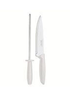 Conjunto faca chef e chaira tramontina plenus off-white - 2 peças