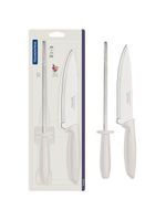 Conjunto faca chef e chaira tramontina plenus off-white - 2 peças