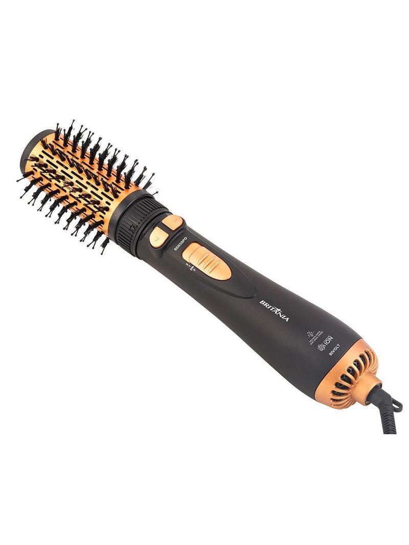 Escova rotativa secadora britânia ber20pd com 3 temperaturas bivolt – preta/dourada