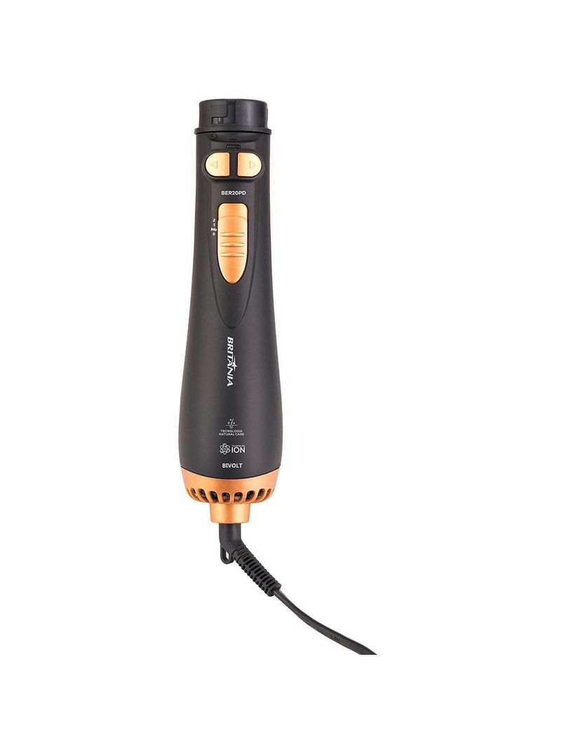 Escova rotativa secadora britânia ber20pd com 3 temperaturas bivolt – preta/dourada