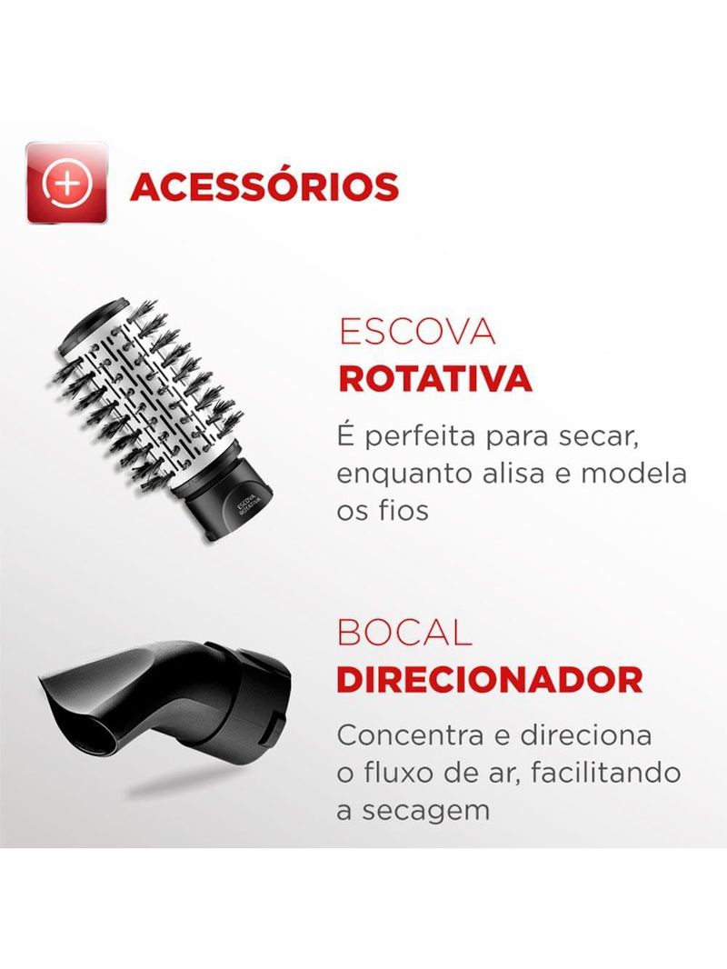Escova rotativa mondial ceramic Íon turbo er-09 - vermelho