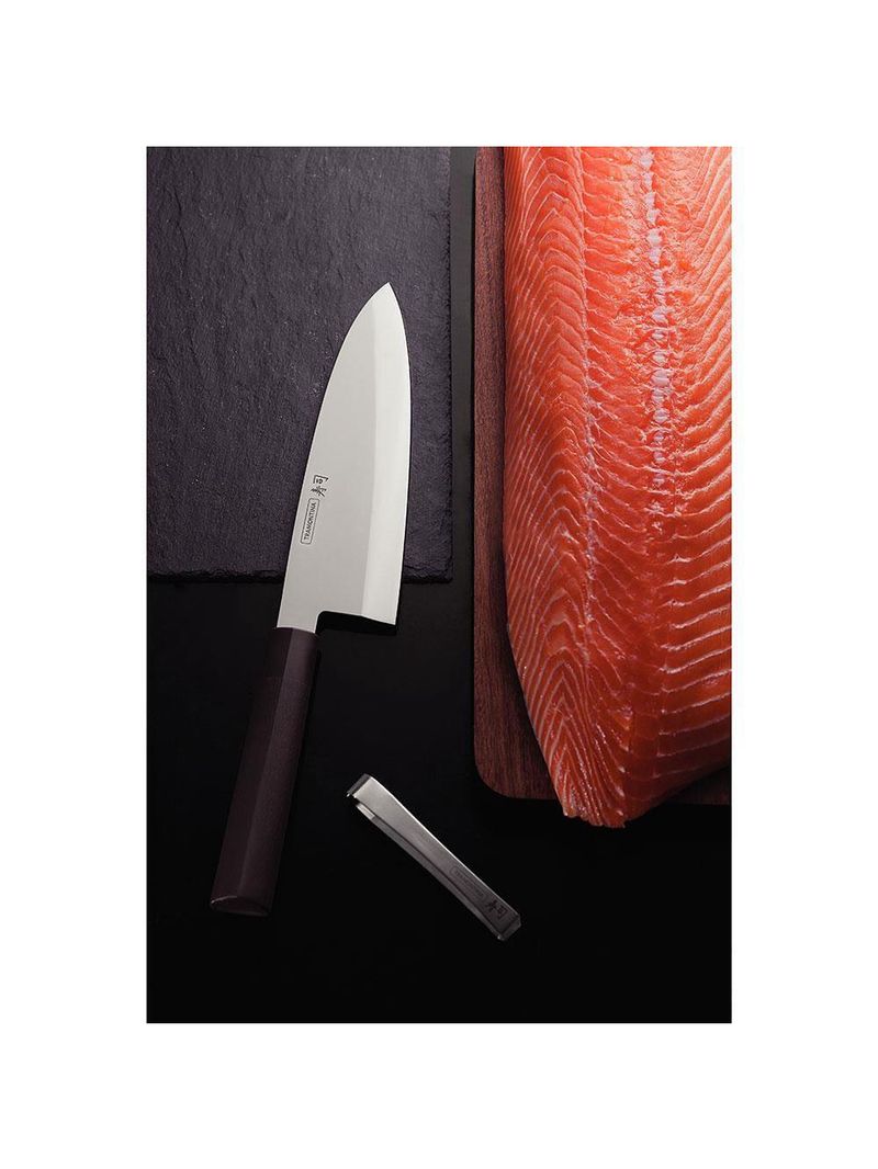 Faca 8" deba tramontina sushi silver em aço inox - marrom