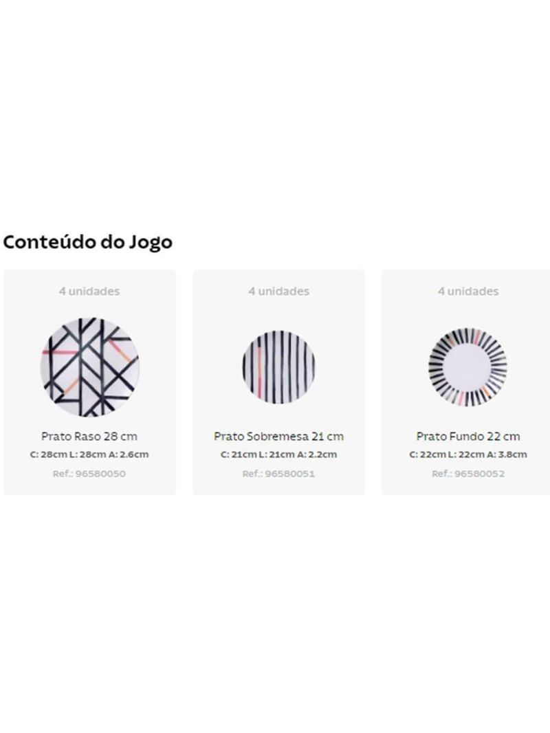Jogo De Pratos Tramontina Street Em Porcelana Decorada 12 Peças - 96589029