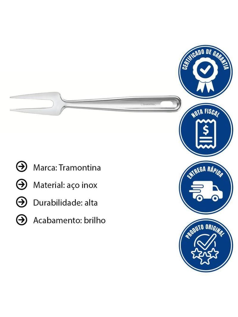 Garfo Trinchante Tramontina Extrata Para Carnes 31cm Em Aço Inox Acabamento Brilho 63815471