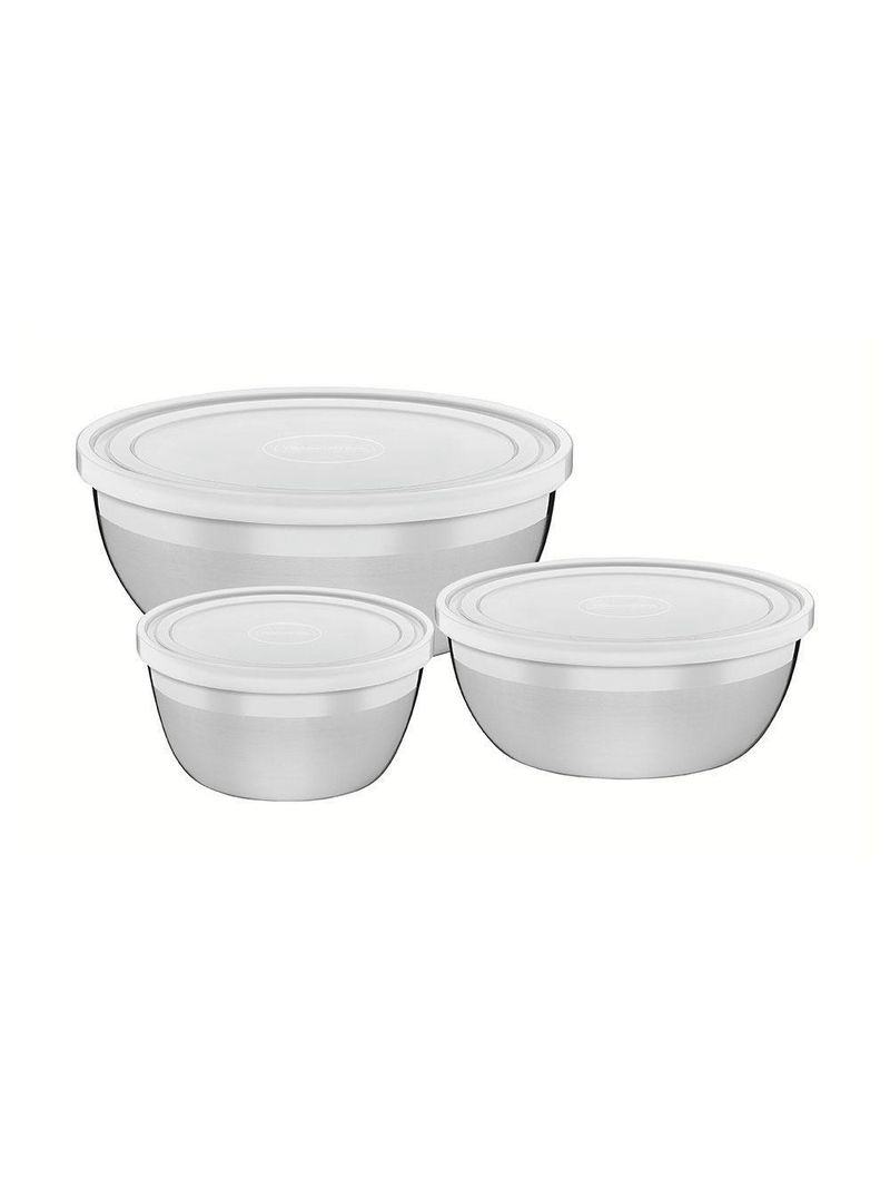 Jogo De Potes Em Aço Inox Com Tampa Plástica Tramontina Freezinox 3 Peças 64220160