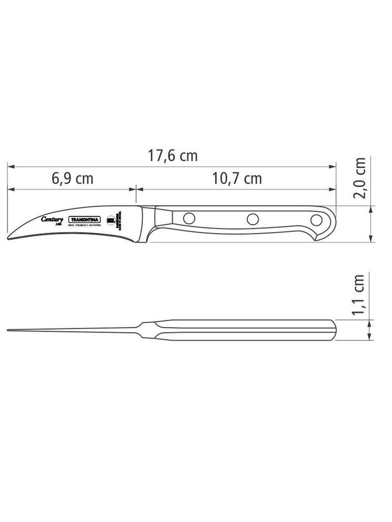 Faca Para Tornear Tramontina Century Lâmina Em Inox Cabo Policarbonato E Fibra De Vidro 3 24001103