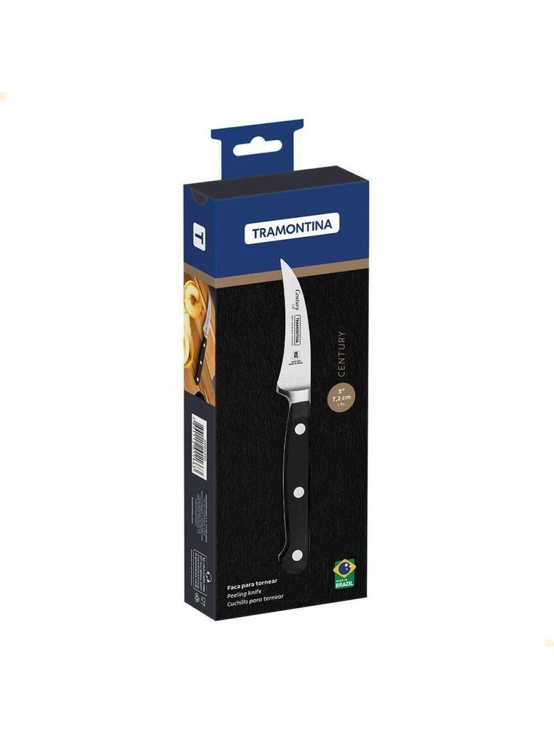 Faca Para Tornear Tramontina Century Lâmina Em Inox Cabo Policarbonato E Fibra De Vidro 3 24001103