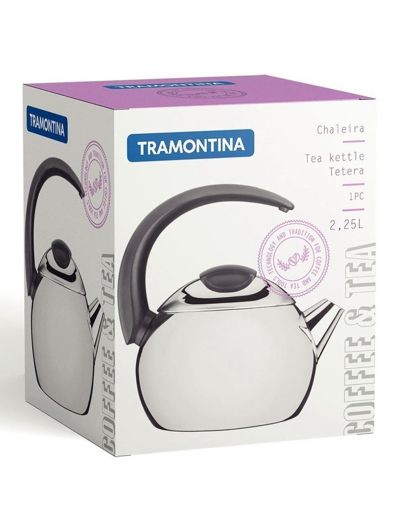 Chaleira Tramontina Em Aço Inox Cabo Preto 18 Cm 2,2 L 61482183