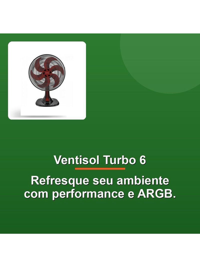 Ventisol Ventilador Mesa Turbo 6 40cm Vermelho 127v