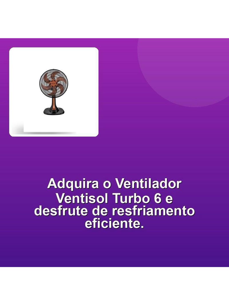 Ventisol Ventilador Mesa Turbo 6 30cm Bronze 127v