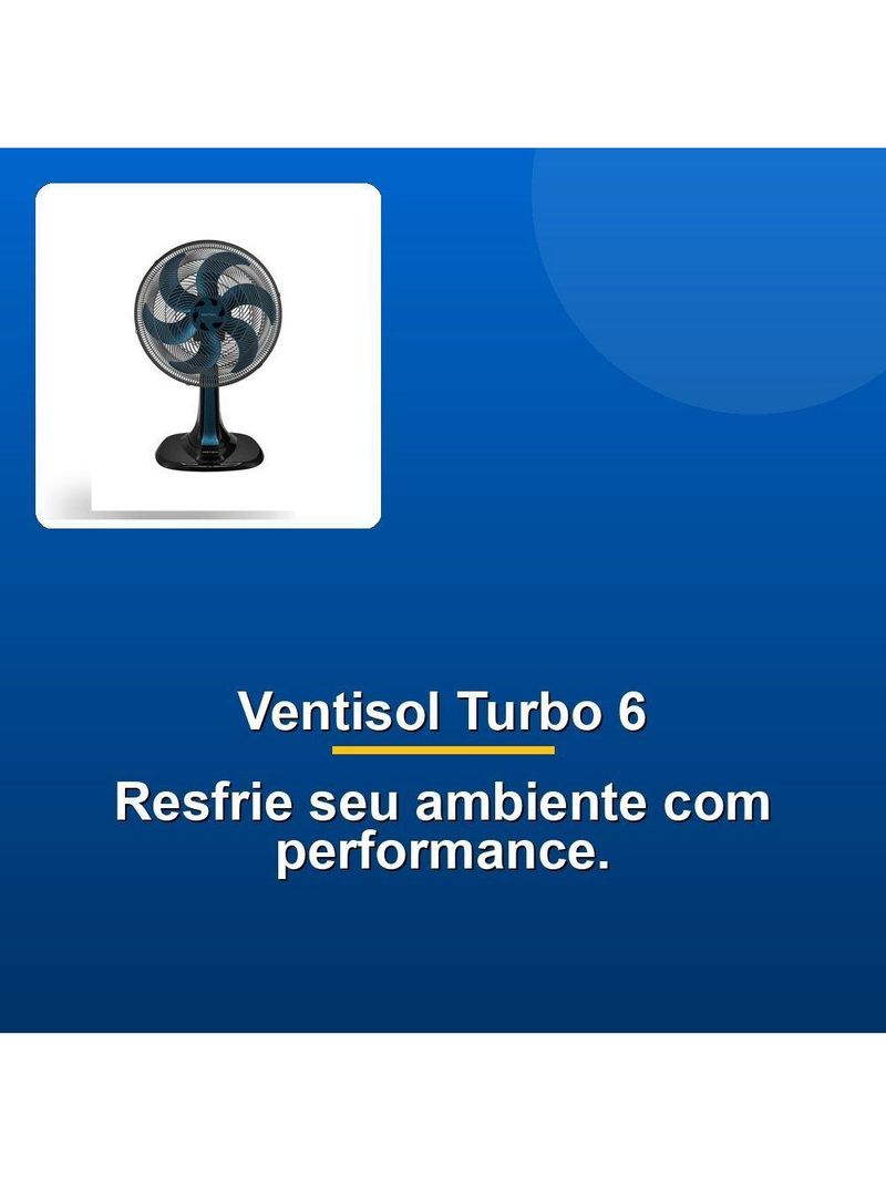 Ventisol Ventilador Mesa Turbo 6 40cm Azul 127v