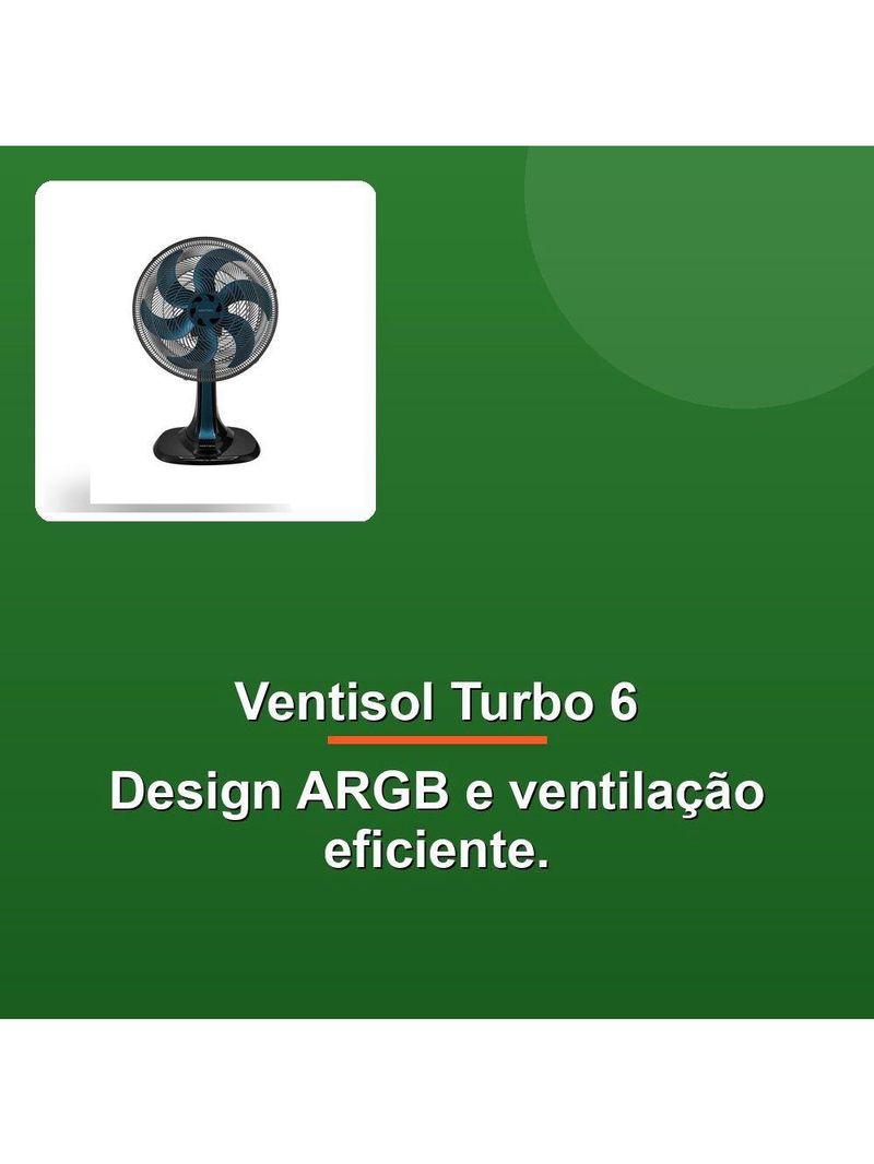 Ventisol Ventilador Mesa Turbo 6 40cm Azul 127v