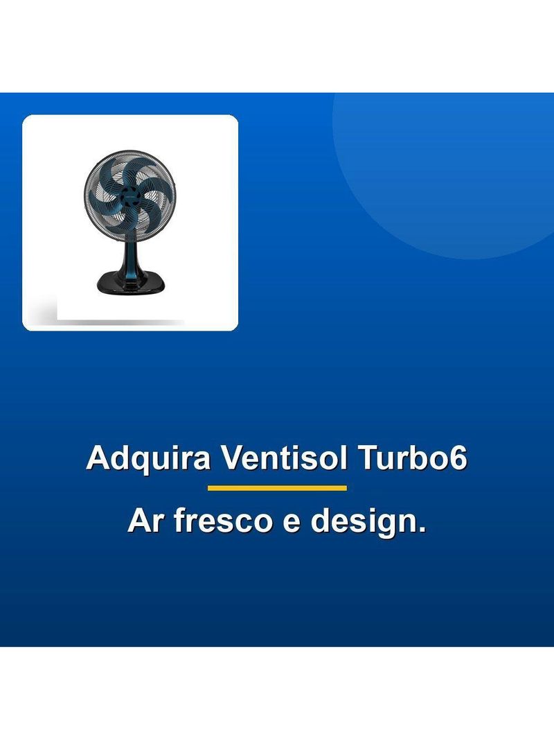 Ventisol Ventilador Mesa Turbo6 30cm Azul 220v