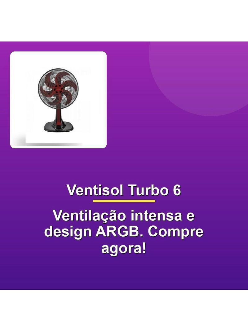 Ventisol Ventilador Mesa Turbo 6 30cm Vermelho 220v