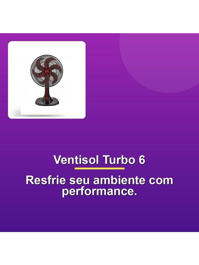 Ventisol Ventilador Mesa Turbo 6 30cm Vermelho 127v