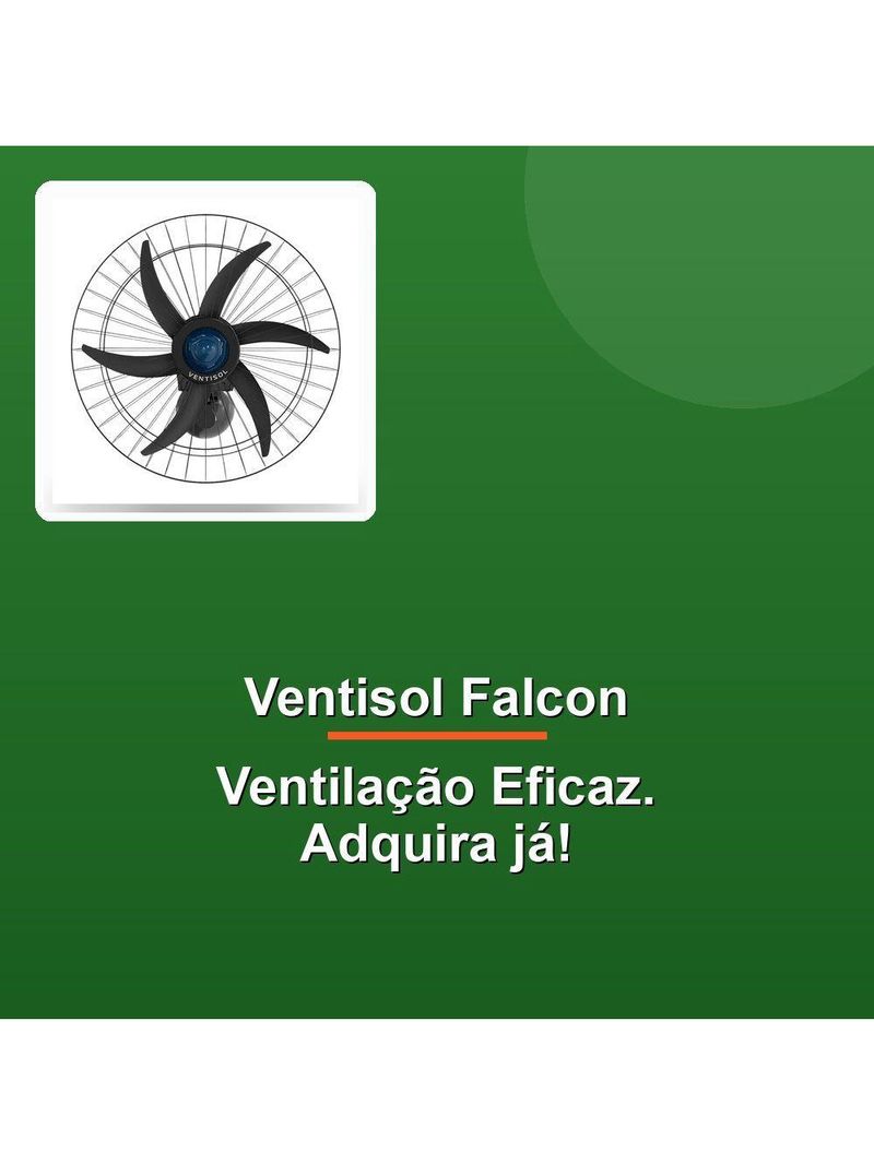 Ventilador De Parede Ventisol Falcon 60cm Preto 220V
