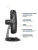 Ventilador De Mesa Britânia 2 Em 1 Maxx Force 6 Pás BVT500 Preto 110V
