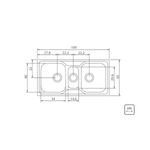 Cuba de Sobrepor Inox Acetinado 100x50cm Marea 25C 34 com Acessórios e Misturador Tramontina 93831133