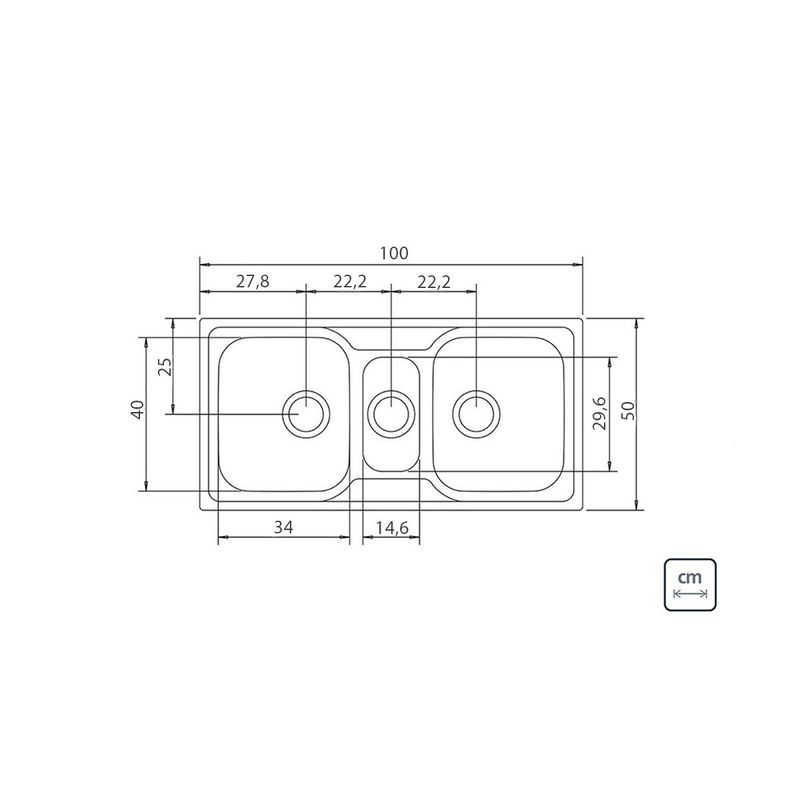 Cuba de Sobrepor Inox Acetinado 100x50cm Marea 25C 34 com Acessórios e Misturador Tramontina 93831133