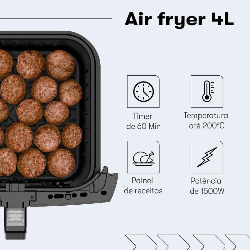 Fritadeira Air Fryer Itatiaia AFITA1001 4L 1500W com Timer Preto 110V