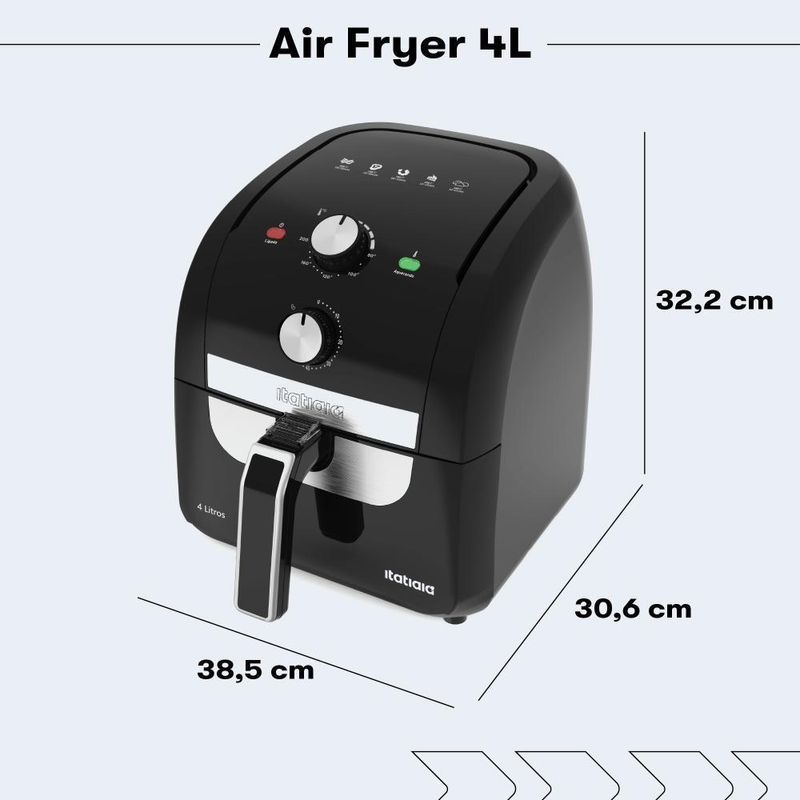 Fritadeira Air Fryer Itatiaia AFITA1001 4L 1500W com Timer Preto 110V
