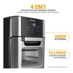 Fritadeira Air Fryer Oven Philco PFR2250V 12L 1800W com Painel Digital e Cesto Antiaderente Preto