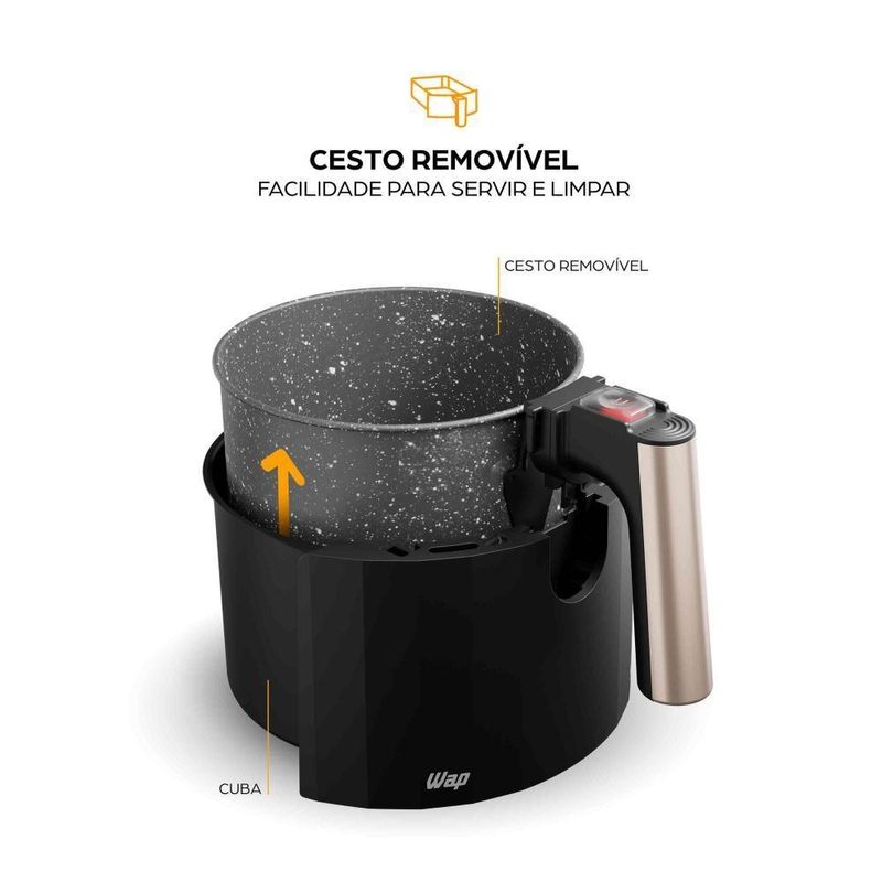 Fritadeira Elétrica Air Fryer WAP Grand Family 5L 1500W Cinza 110V