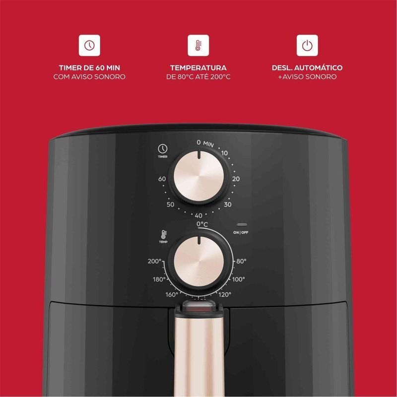 Fritadeira Elétrica Air Fryer WAP Grand Family 5L 1500W Preto 220V