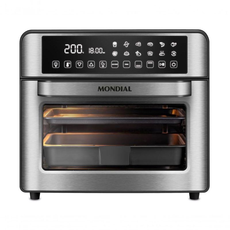Fritadeira Air Fryer Forno Oven Digital 25L Mondial Preto Inox 2000W - AFO-25L-BI 220V 60Hz