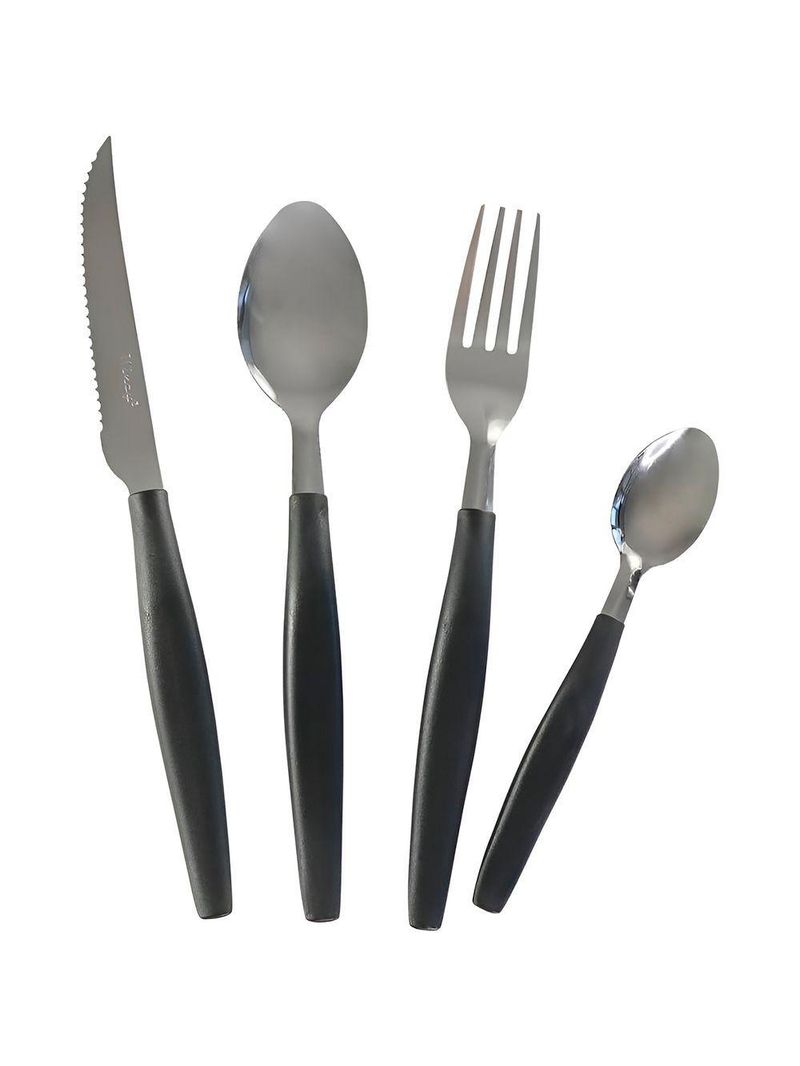 Conjunto Jarra Talheres 25 Peças Kit De Talheres Com Aço Inox Preto
